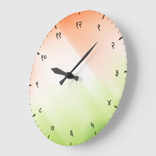 Hindi Sanskrit Numerals with Indian Tricolour Flag Grote Klok (Hoek)