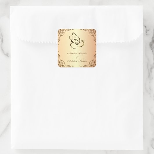 Hindoe bruiloft Ganapati Vierkante Sticker (Tas)