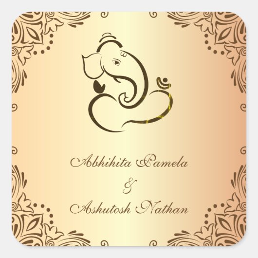 Hindoe bruiloft Ganapati Vierkante Sticker (Voorkant)