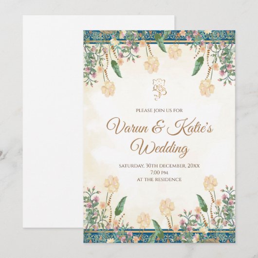 Hindoe bruiloft uitnodigen als Hindoe uitnodiging (Voorkant / Achterkant)