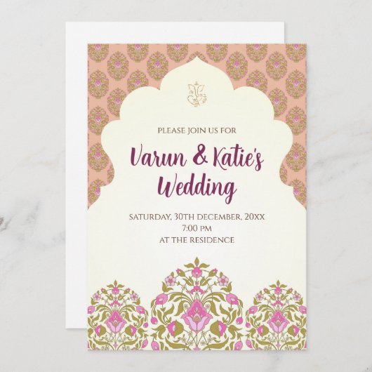 Hindoe bruiloft uitnodigen als Indiase bruiloft ui Kaart (Voorkant / Achterkant)