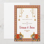 Hindoe bruiloft uitnodiging & Indiase uitnodiginge (Voorkant / Achterkant)