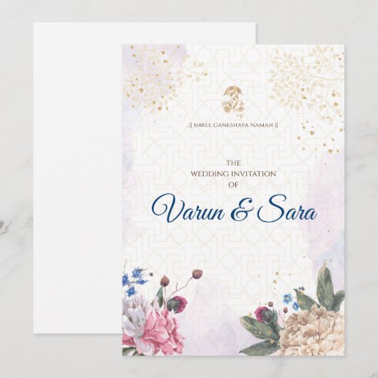 Hindoe bruiloft uitnodiging & Indiase uitnodiginge (Voorkant / Achterkant)