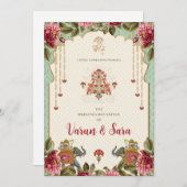 Hindoe bruiloft uitnodiging & Indiase uitnodiginge (Voorkant / Achterkant)