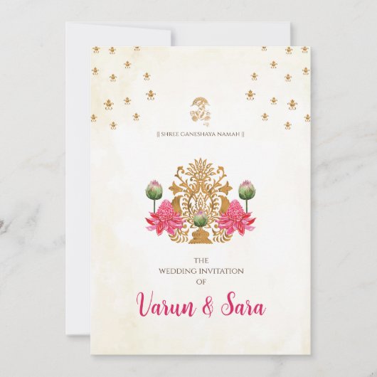 Hindoe bruiloft uitnodiging & Indiase uitnodiginge (Voorkant)