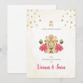 Hindoe bruiloft uitnodiging & Indiase uitnodiginge (Voorkant / Achterkant)