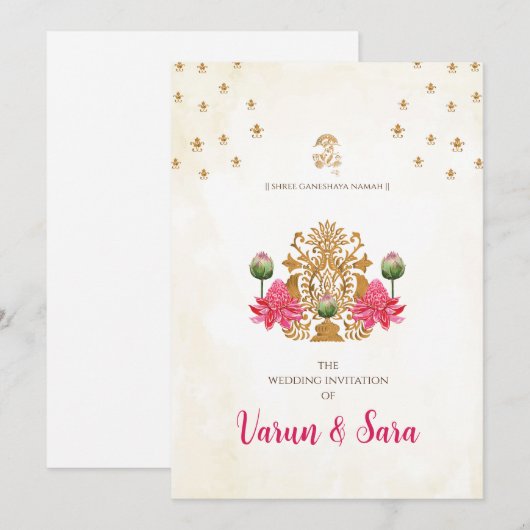 Hindoe bruiloft uitnodiging & Indiase uitnodiginge (Voorkant / Achterkant)