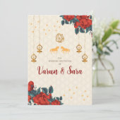 Hindoe bruiloft uitnodiging & Indiase uitnodiginge (Staand voorkant)