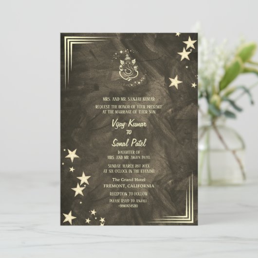 Hindoe bruiloft uitnodiging met aangepaste Afbeeld (Staand voorkant)