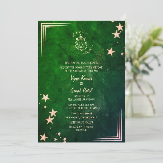 Hindoe bruiloft uitnodiging met aangepaste Afbeeld (Staand voorkant)