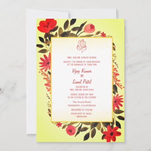 Hindoe bruiloft uitnodiging met aangepaste Afbeeld (Voorkant)