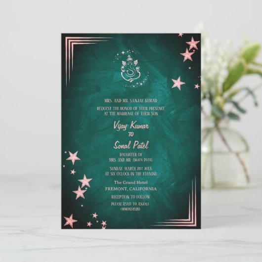 Hindoe bruiloft uitnodiging met aangepaste Afbeeld (Staand voorkant)