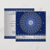 Hindoe Ganesh Blauw Zilver Rollen Bruiloft Uitnodi Kaart (Voorkant / Achterkant)