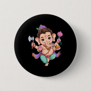 Hindoe Ganesha Puja Olifant God India Meditatie Y Ronde Button 5,7 Cm