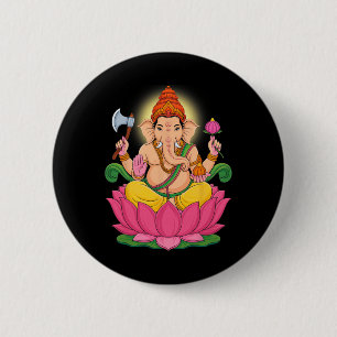 Hindoe Ganesha Puja Olifant God India Meditatie Y Ronde Button 5,7 Cm
