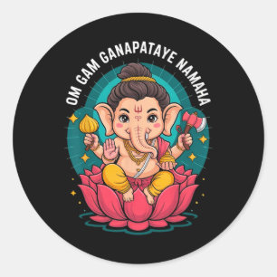 Hindoe Ganesha Puja Olifant God India Meditatie Y Ronde Sticker