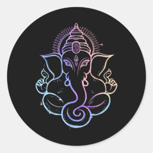 Hindoe Ganesha Puja Olifant God India Meditatie Y Ronde Sticker