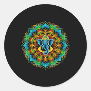 Hindoe Ganesha Puja Olifant God India Meditatie Y Ronde Sticker