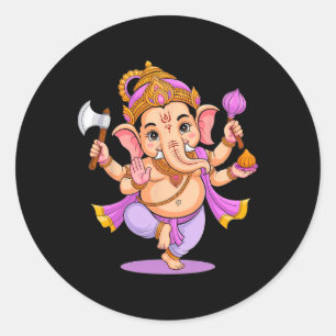 Hindoe Ganesha Puja Olifant God India Meditatie Y Ronde Sticker