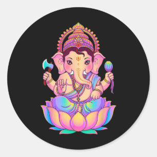 Hindoe Ganesha Puja Olifant God India Meditatie Y Ronde Sticker