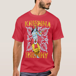 Hindoe god de blauwe fluit speler Krishna T-shirt