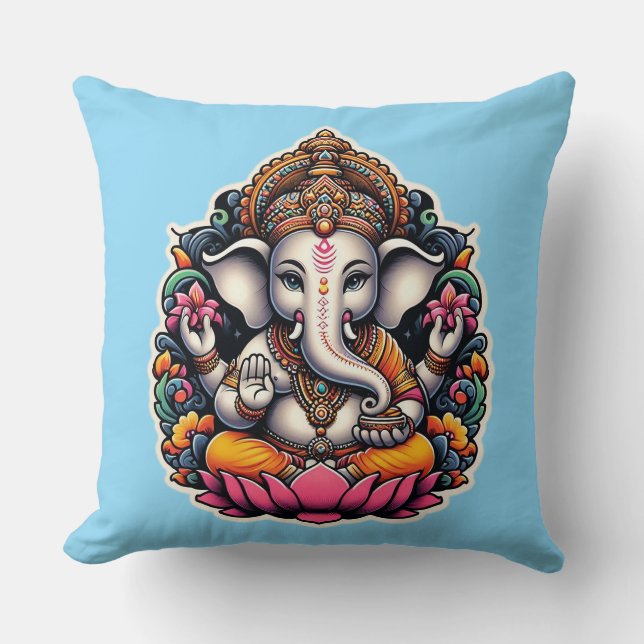 Hindoe God Ganesh / Ganesha Kussen (Voorkant)