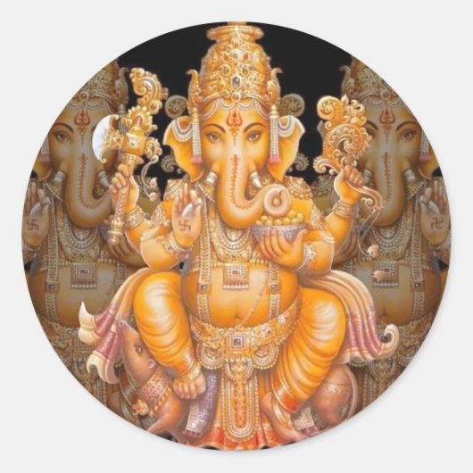 Hindoe God Ganesh Ronde Sticker (Voorkant)