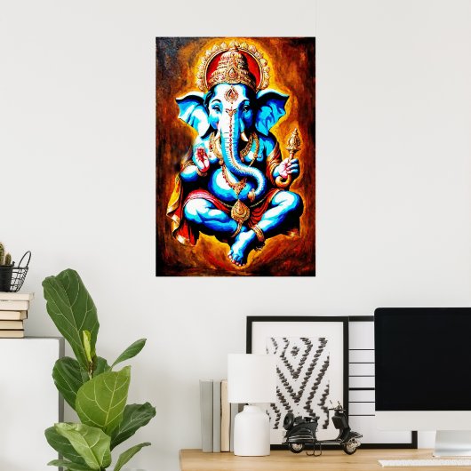 Hindoe God Heer Ganesh Digitale Kunst Download Poster (Thuiskantoor)