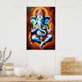 Hindoe God Heer Ganesh Digitale Kunst Download Poster (Keuken)