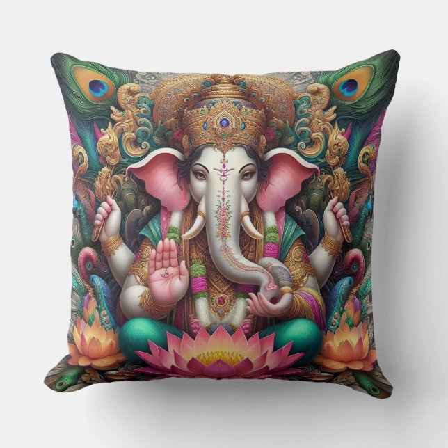 Hindoe God Heer Ganesh / Ganesha Kussen (Voorkant)