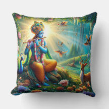 Hindoe God Krishna kussen met om ontwerp op de rug