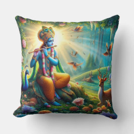 Hindoe God Krishna kussen met om ontwerp op de rug