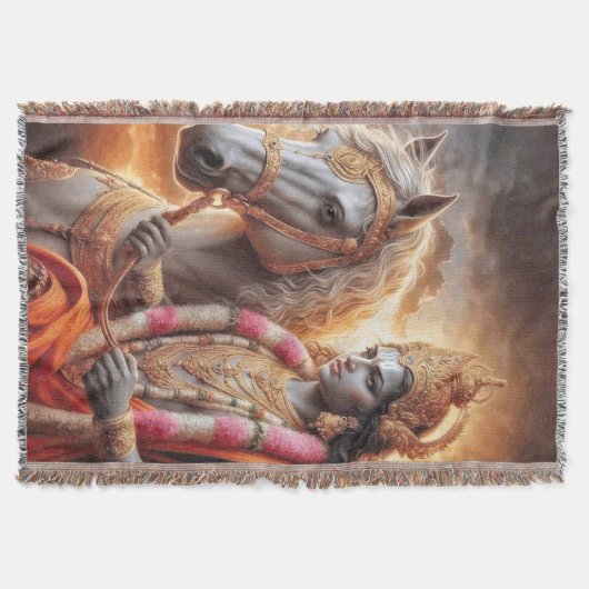 Hindoe God met Paard - Deken (Voorkant)