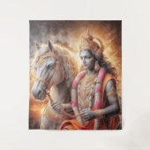 Hindoe God met Paard - Tapijt Wandkleed (Voorkant)