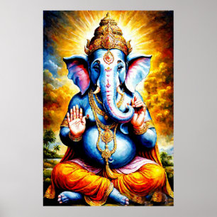Hindoe God van welvaart en geluk, Heer Ganesh Poster