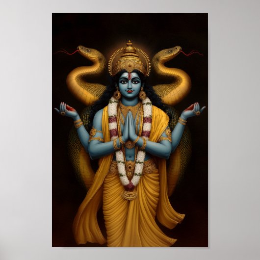Hindoe God Vishnu en Naga Shesha Portretkunst Poster (Voorkant)