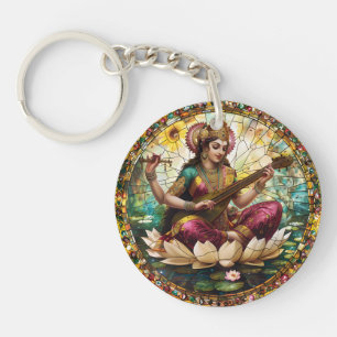 Hindoe Godheid Bescherming Saraswati Spirituele en Sleutelhanger