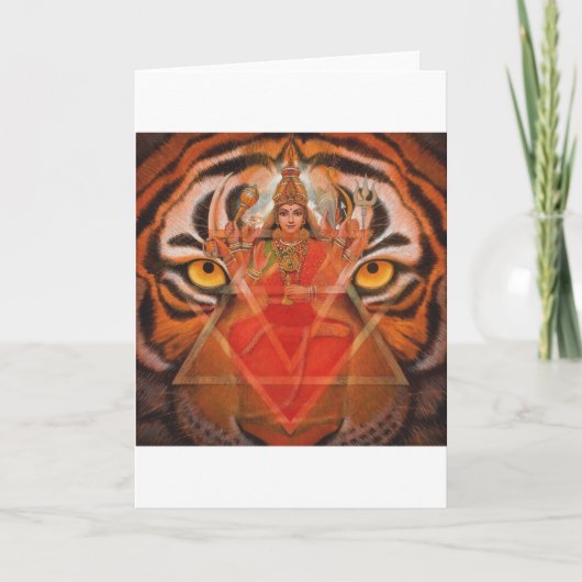 Hindoe Godin Durga, Kali Krachtige Tijger Kunst ka Kaart (Voorkant)