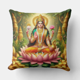 Hindoe Godin Lakshmi / Laxmi Kussen w / Om ontwerp