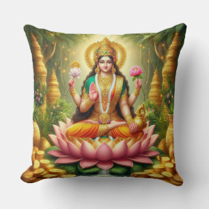 Hindoe Godin Lakshmi / Laxmi Kussen w / Om ontwerp