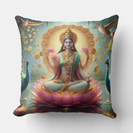 Hindoe Godin Lakshmi / Laxmi Kussen w / Om ontwerp