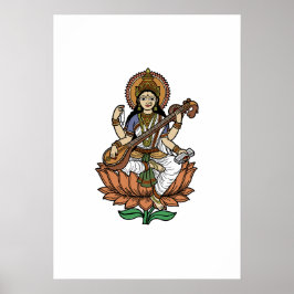 Hindoe-godin Saraswati Poster