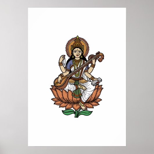 Hindoe-godin Saraswati Poster (Voorkant)