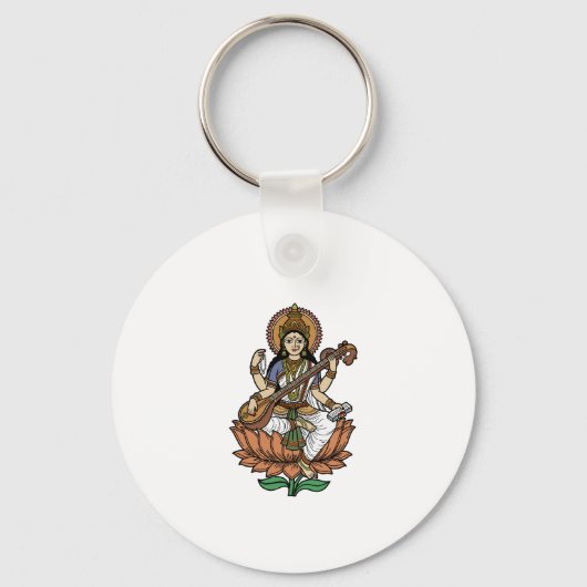 Hindoe-godin Saraswati Sleutelhanger (Voorkant)