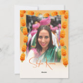 Hindoe halve Saree ceremonie bloemuitnodiging Feestdagenkaart (Achterkant)