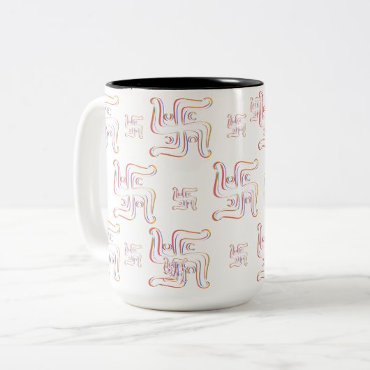 Hindoe Heilig Symbool Swastika Tweekleurige Koffiemok (Voorkant links)