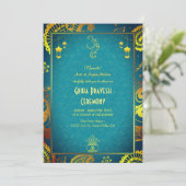 Hindoe Huis Warming Griha Pravesh Golden Blauwgroe Kaart (Staand voorkant)