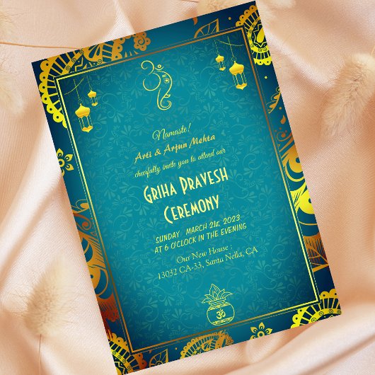 Hindoe Huis Warming Griha Pravesh Golden Blauwgroe Kaart