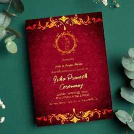 Hindoe Huis Warming Griha Pravesh Golden Ganesha Kaart