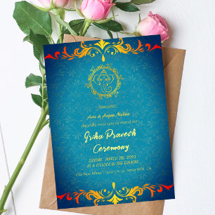 Hindoe Huis Warming Griha Pravesh Golden Ganesha Kaart